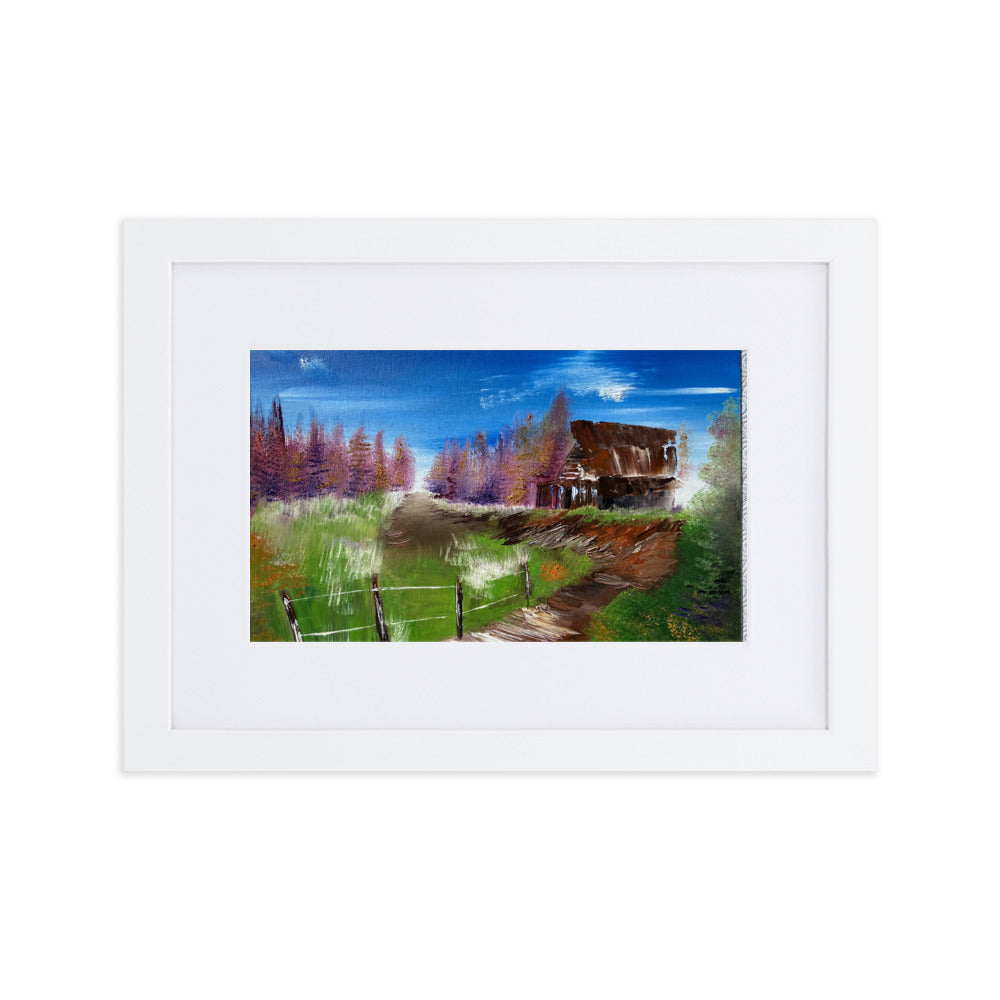 Matte Paper Framed Print Rustic Barn With Mat