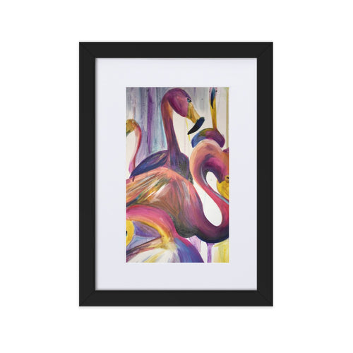 Matte Paper Framed Poster With Mat-Flamingos