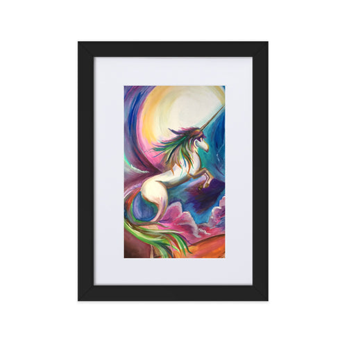Matte Paper Framed Poster With Mat-Unicorn
