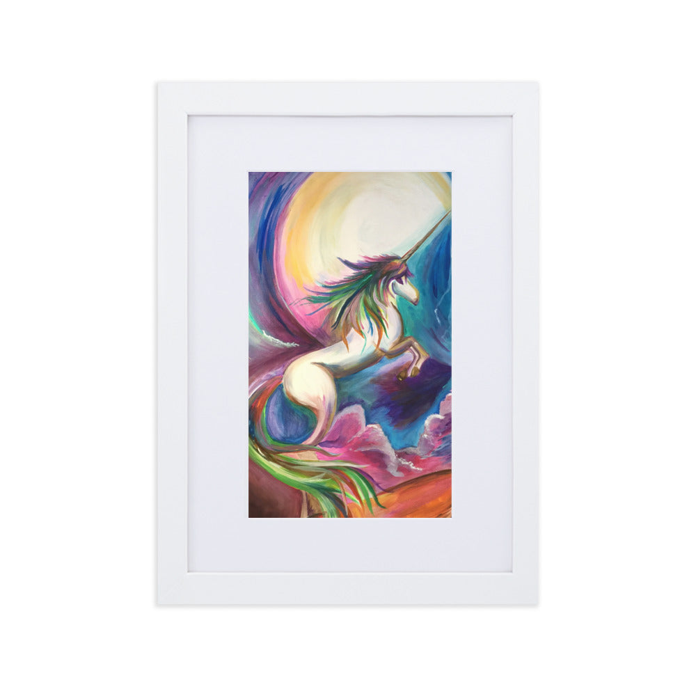 Matte Paper Framed Poster With Mat-Unicorn