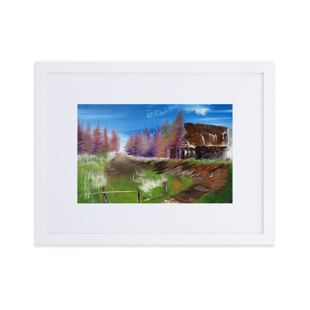 Matte Paper Framed Print Rustic Barn With Mat
